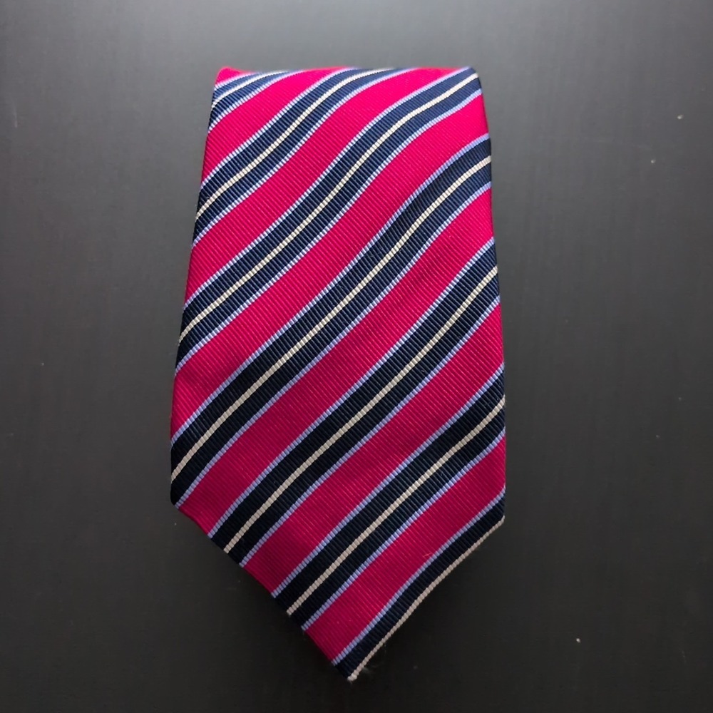 JZ RICHARDS Boulder Tie Men Silk Blend Red Stripe Handmade 62"  MADE USA Mogador
